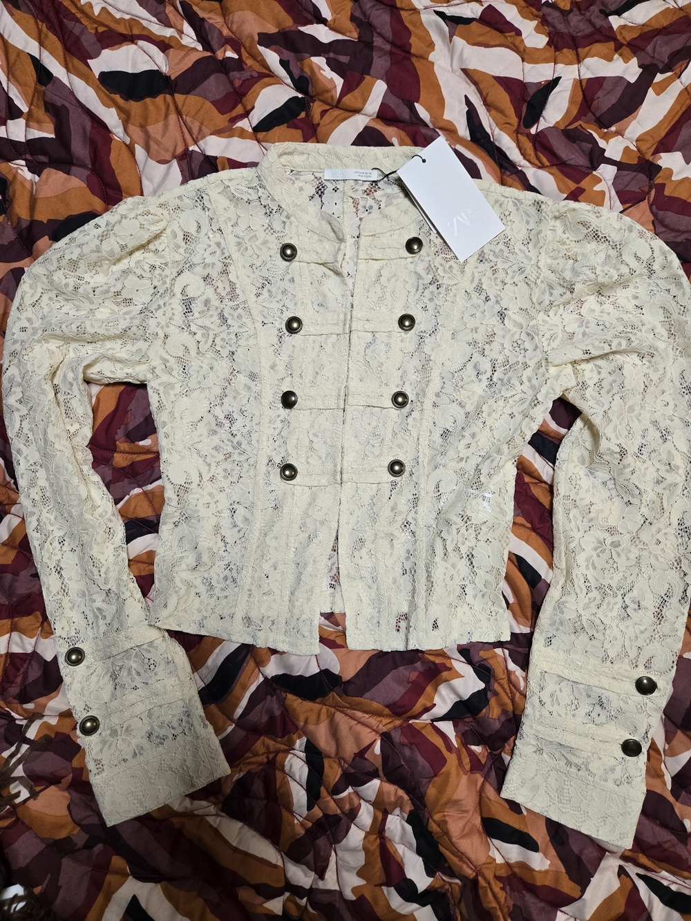 LACE FROG FASTENING JACKET Zara NWT MEDIUM